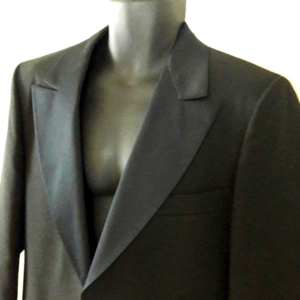 AFTER SIX Vintage 70s Wide Lapel Black Tuxedo Blazer / Dinner Jacket, 41L